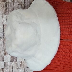 Sprigs White Fuzzy Bucket Winter  Hat